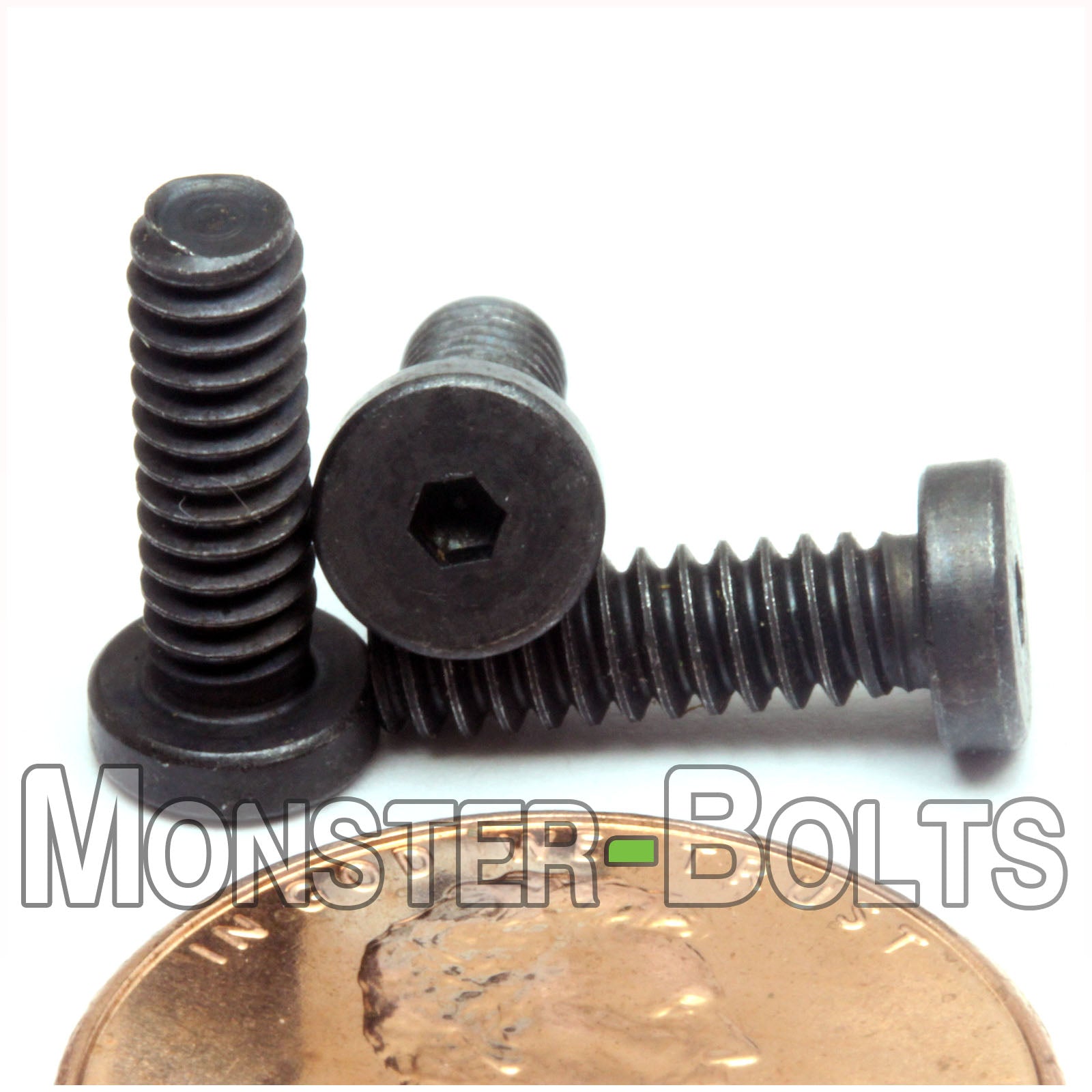 #6-32 7/16" Low Head Socket Cap screws Alloy Steel w/ Black Oxide, Coarse Thread - Monster Bolts