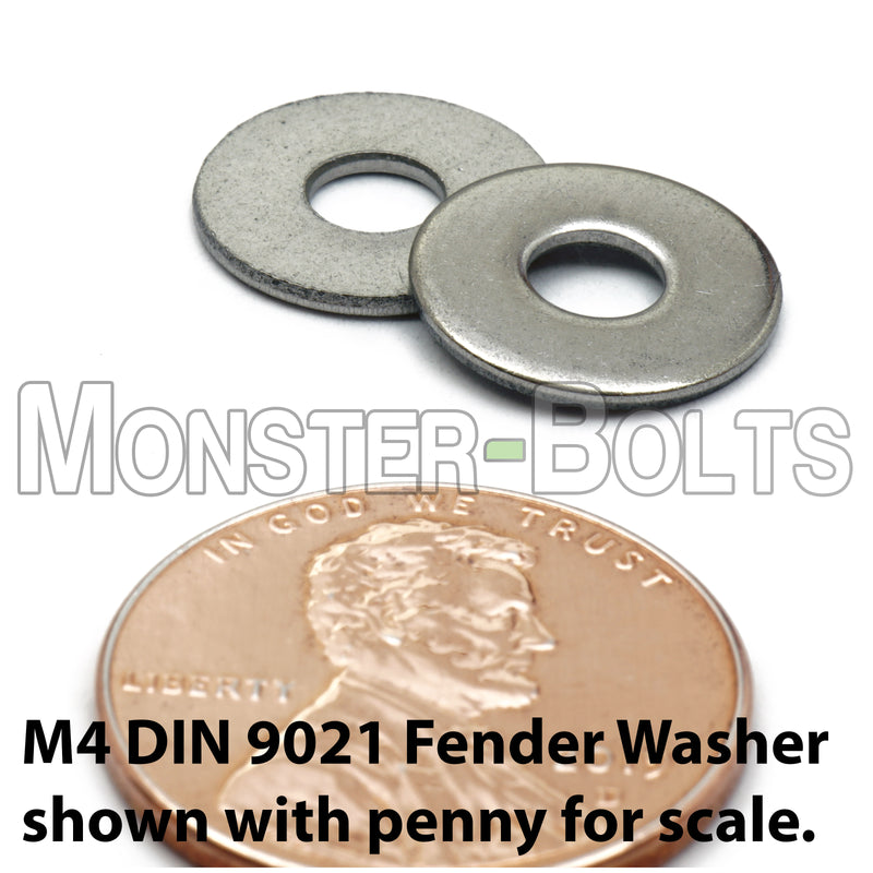 Metric Fender Washer - Stainless Steel DIN 9021, 18-8 / A2 - Monster Bolts
