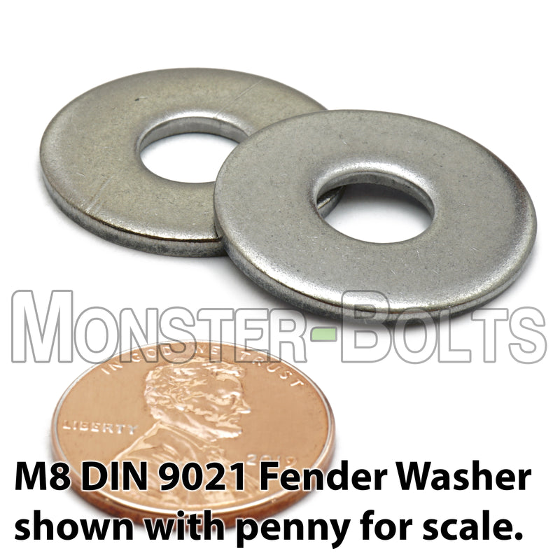 Metric Fender Washer - Stainless Steel DIN 9021, 18-8 / A2 - Monster Bolts