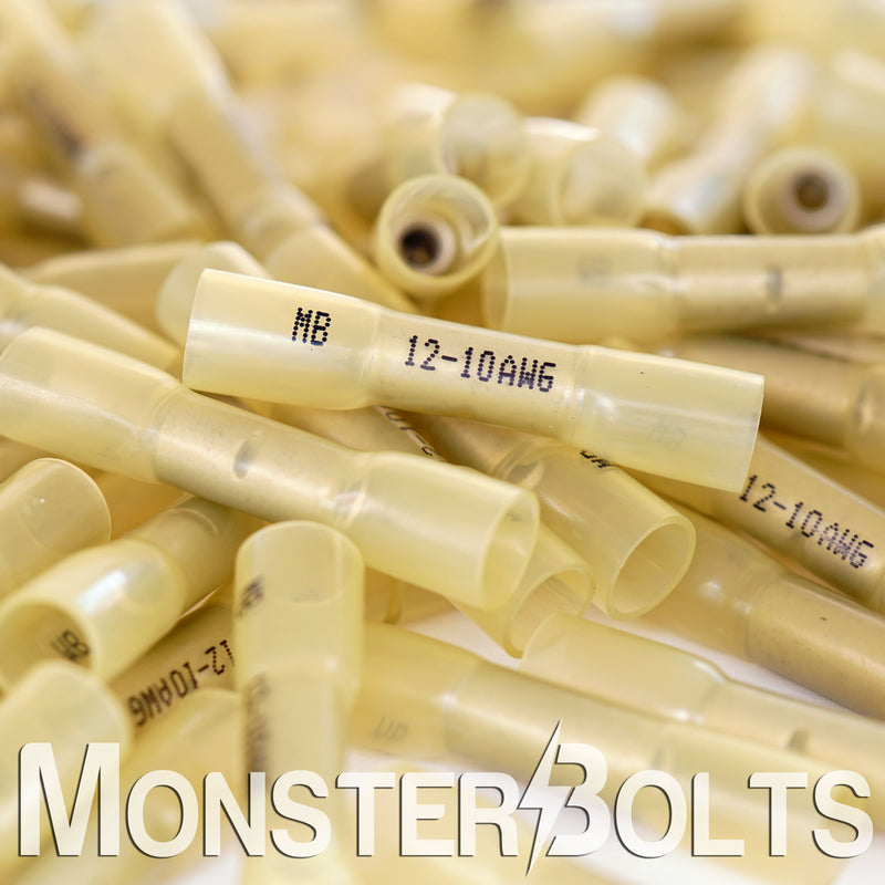 MonsterBolts Crimp and Seal Yellow Butt Connectors