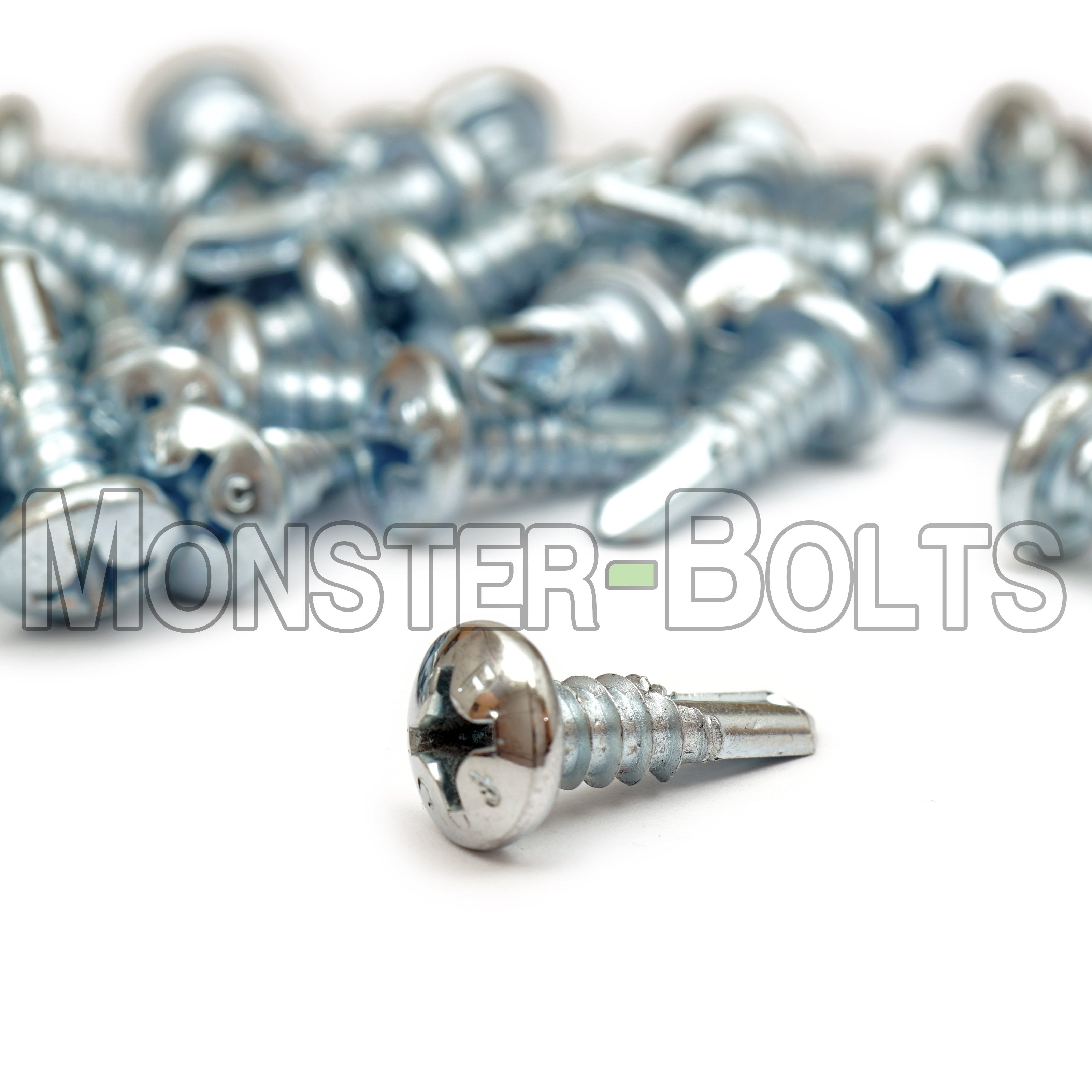 #10 Phillips Pan Head, Zinc #3 Point BSD Self Drilling Tek Screws - Monster Bolts