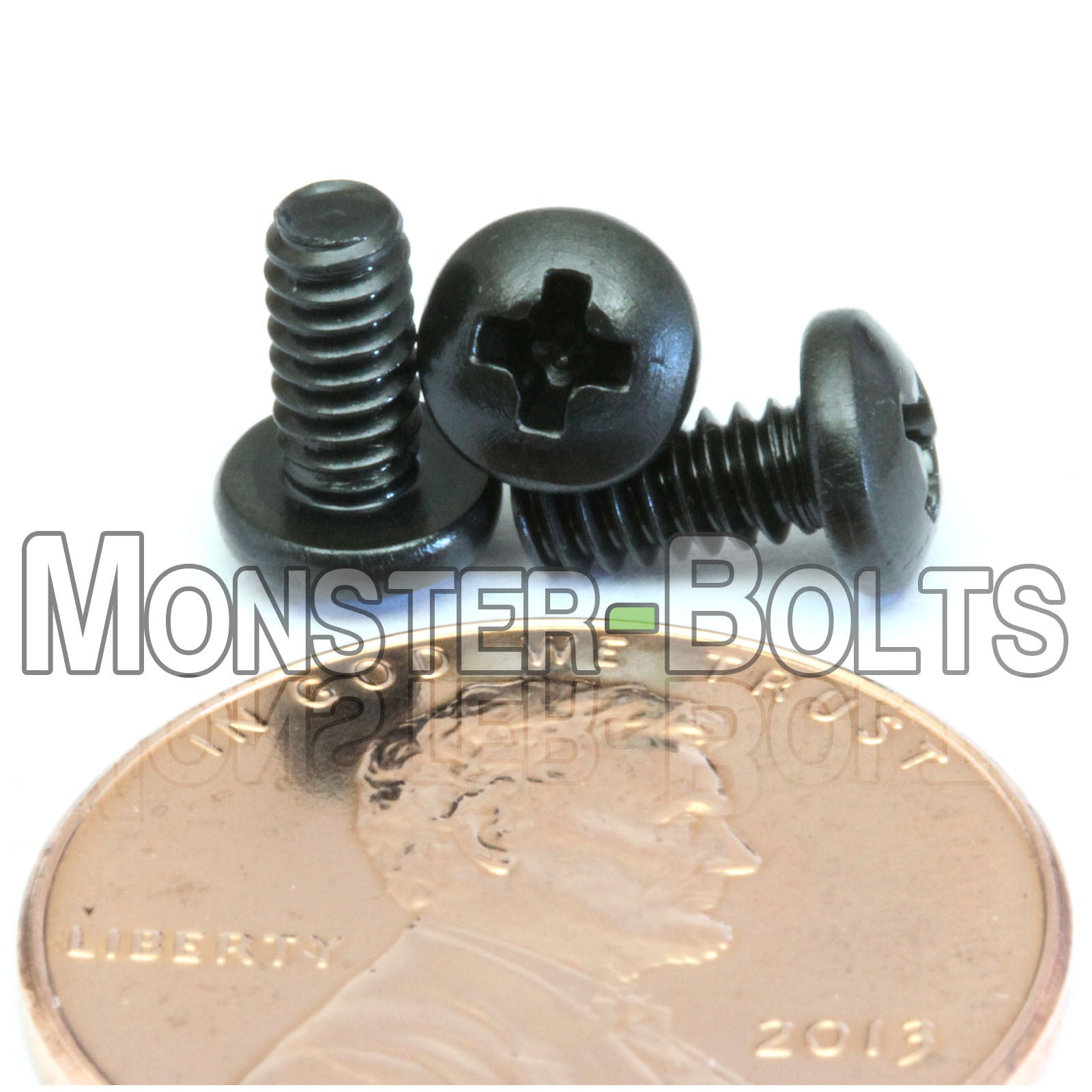 #4-40 x 1/4" Phillips Pan Head Machine screws, Steel with Black Oxide - Monster Bolts