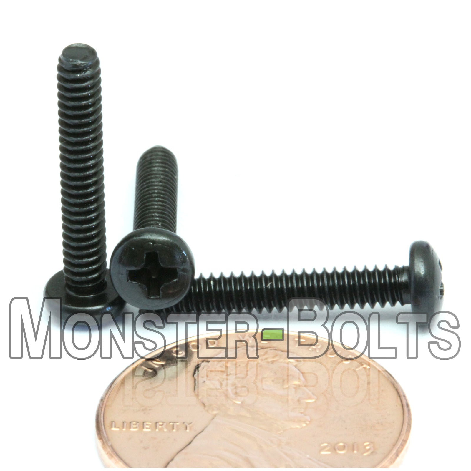 #4-40 x 11/16" Phillips Pan Head Machine screws, Steel with Black Oxide - Monster Bolts