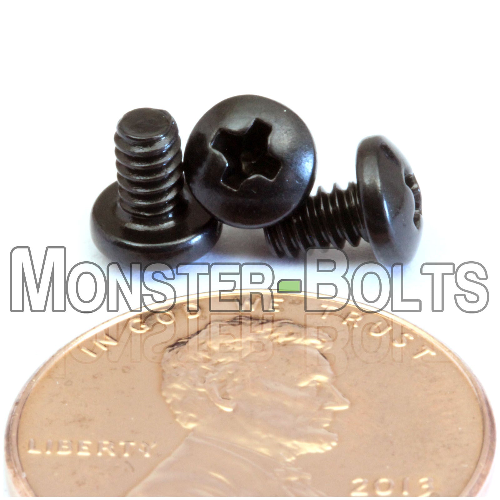 #4-40 x 3/16" Phillips Pan Head Machine screws, Steel with Black Oxide - Monster Bolts