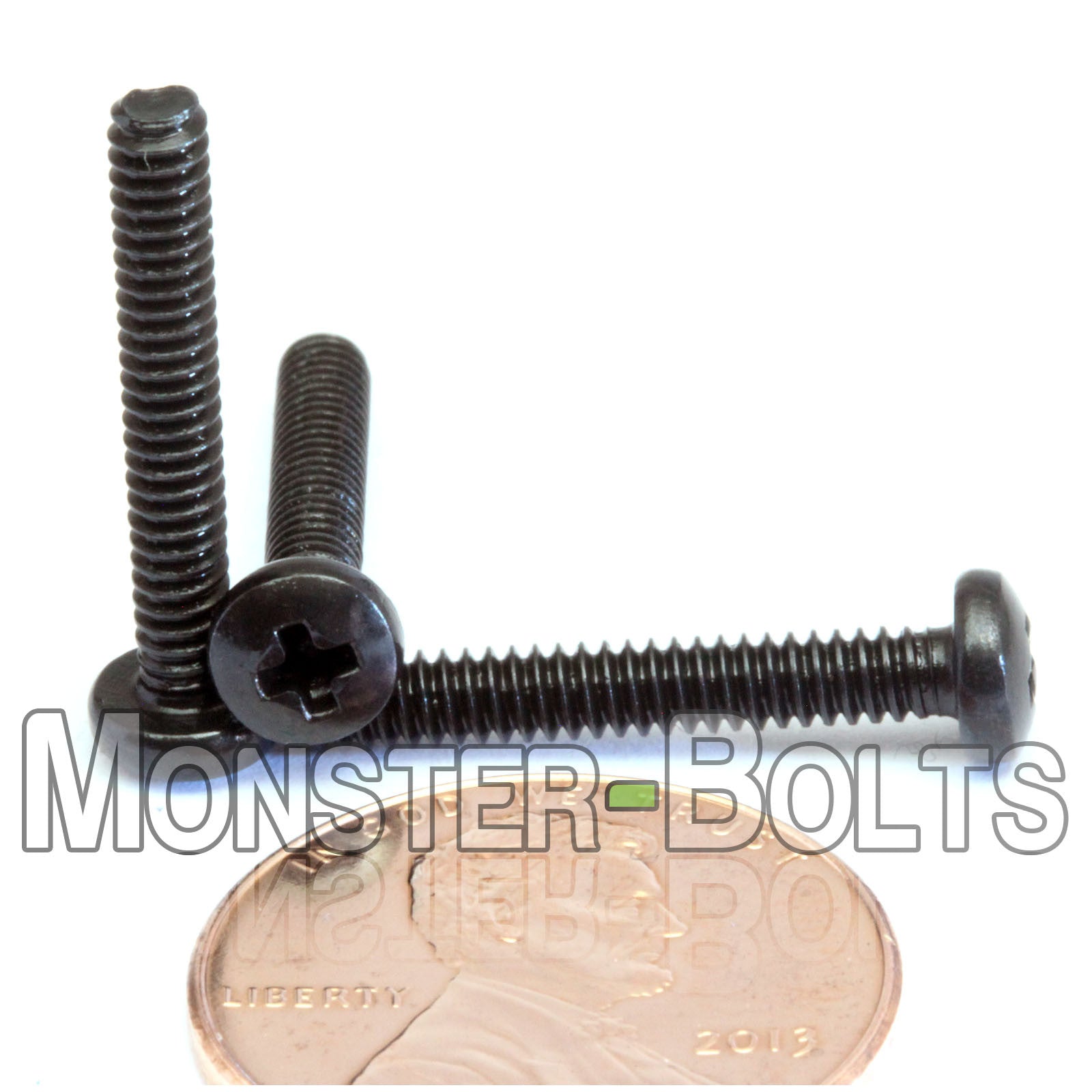 #4-40 x 3/4" Phillips Pan Head Machine screws, Steel with Black Oxide - Monster Bolts