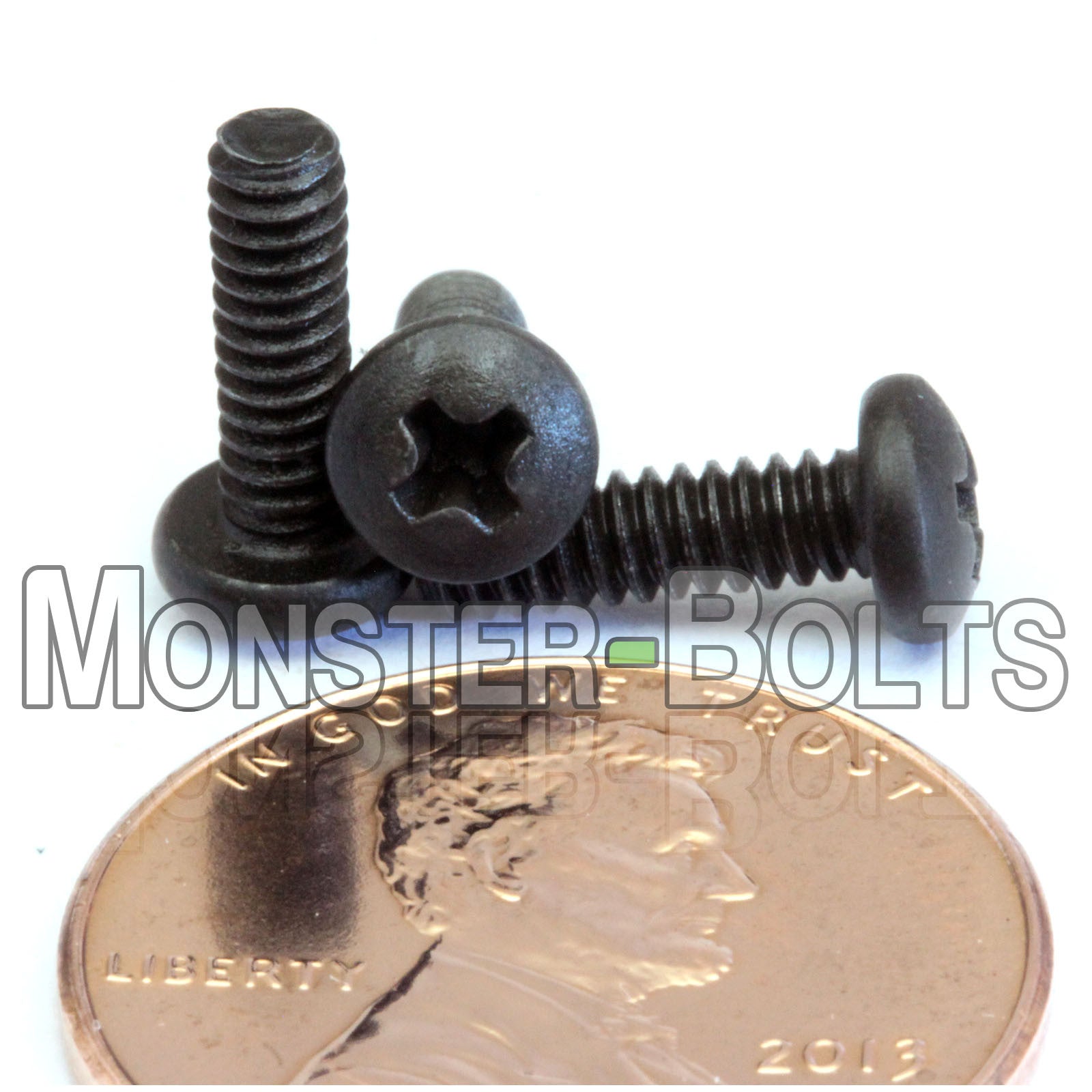 #4-40 x 3/8" Phillips Pan Head Machine screws, Steel with Black Oxide - Monster Bolts