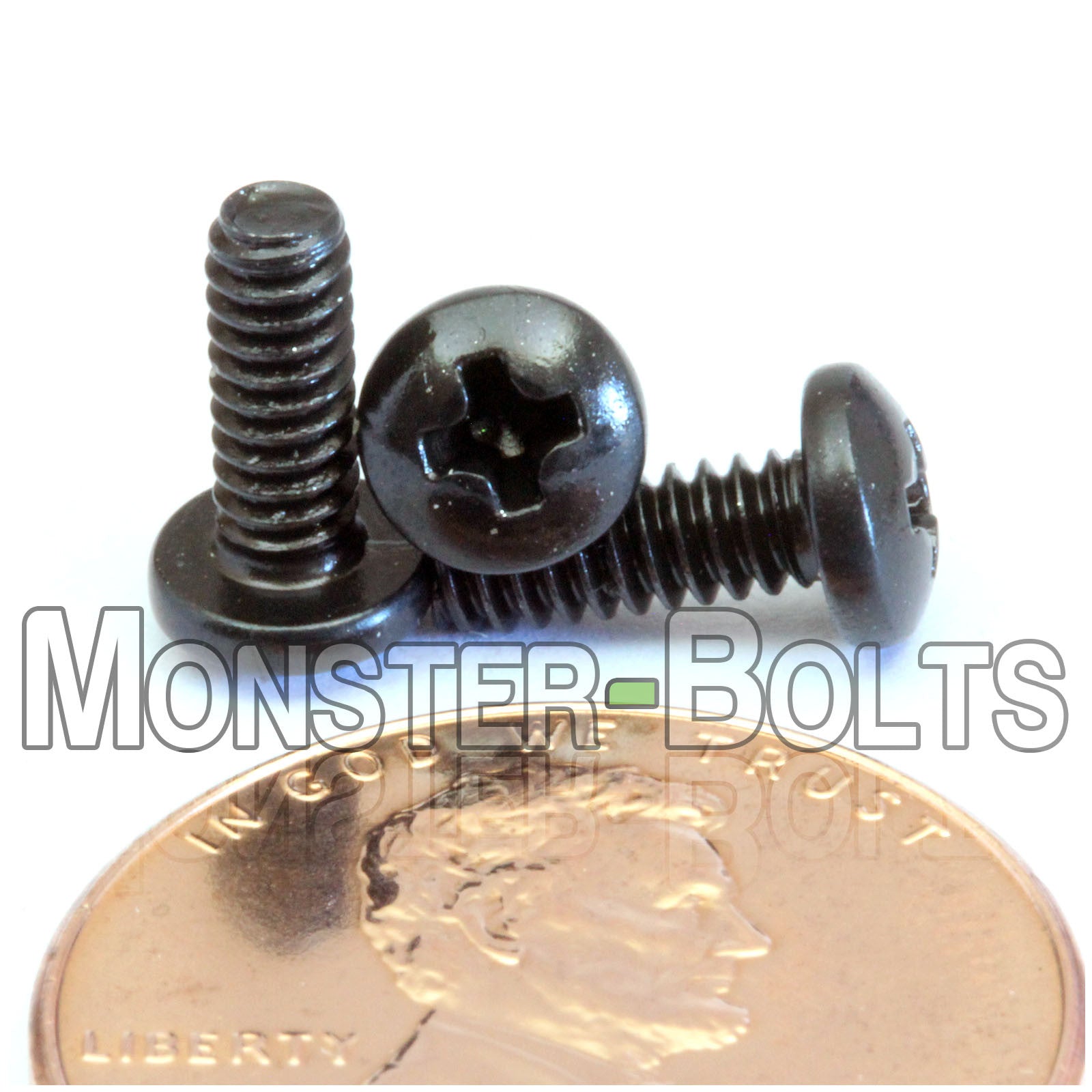 #4-40 x 5/16" Phillips Pan Head Machine screws, Steel with Black Oxide - Monster Bolts