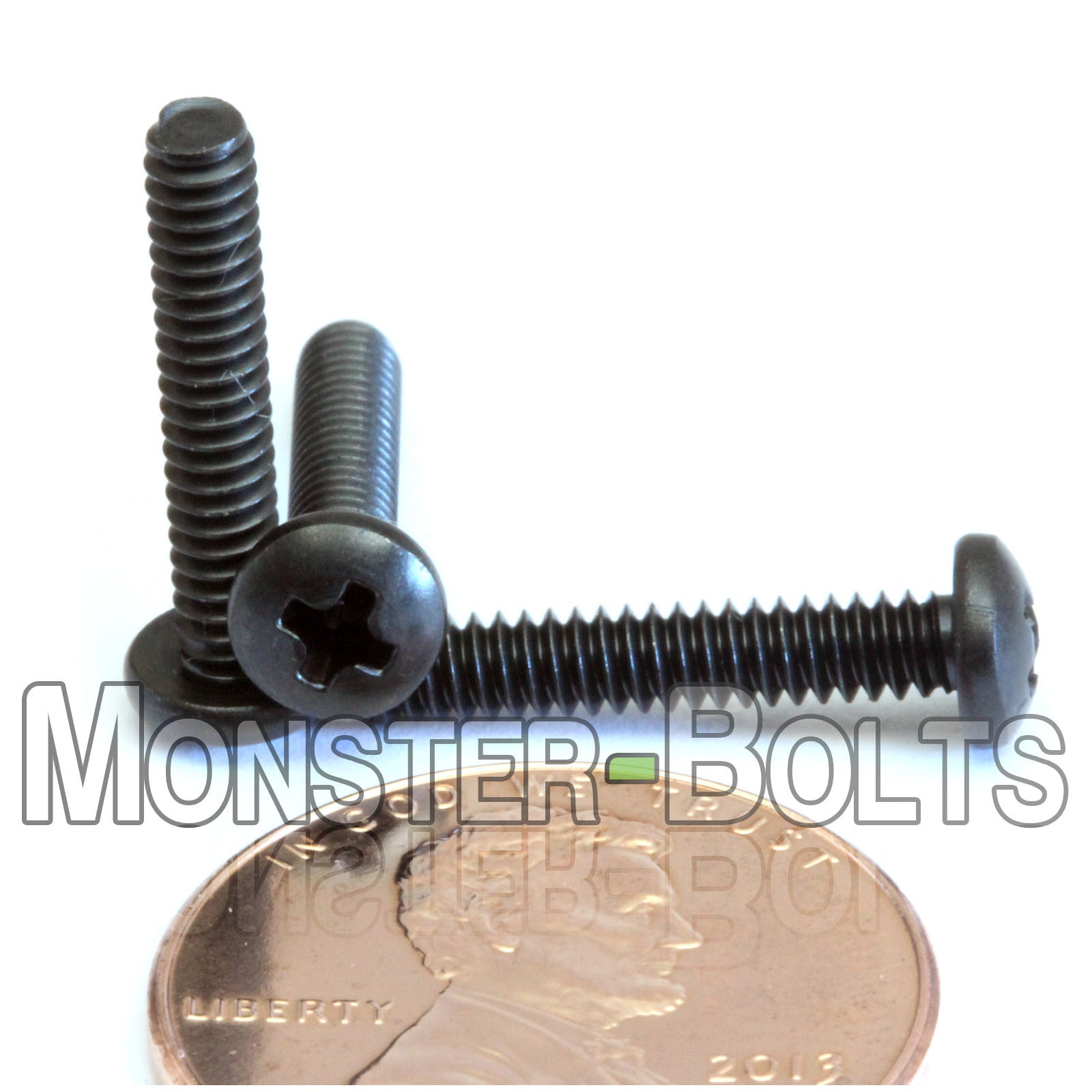 #4-40 x 5/8" Phillips Pan Head Machine screws, Steel with Black Oxide - Monster Bolts