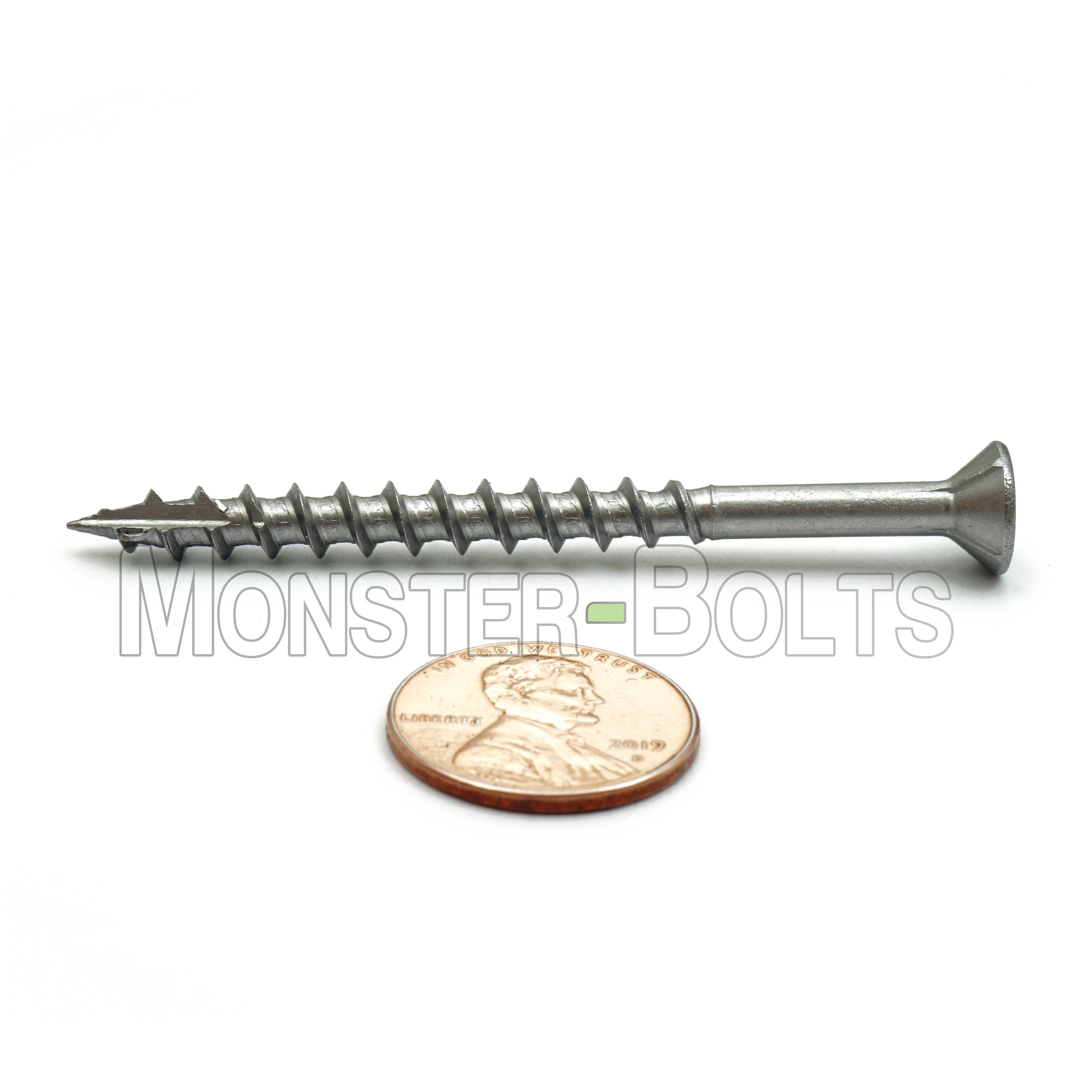 #8 Star (Torx) Drive Flat Head w/ Nibs, 305 Stainless Steel Coarse Thread Type '17' point, Wood / Drywall / Deck Screws - Monster Bolts