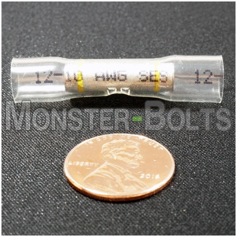 SES OptiSeal Waterproof Butt Connectors, Crystal Clear Tubing w/ Yellow Stripe, 10-12 AWG. - Monster Bolts