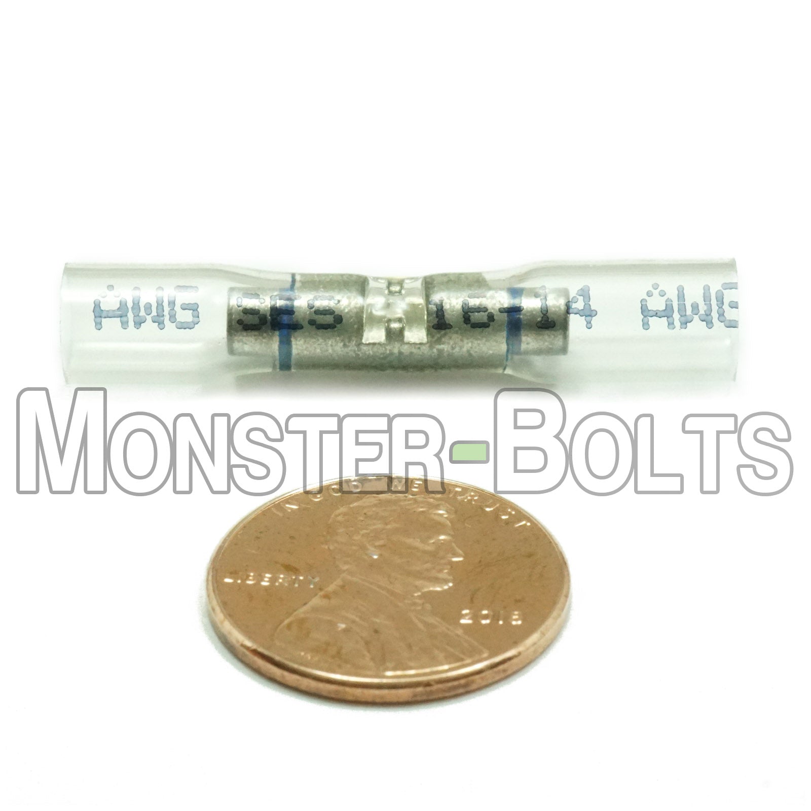 SES OptiSeal Waterproof Butt Connectors, Crystal Clear Tubing w/ Blue Stripes, 14-16 AWG. - Monster Bolts