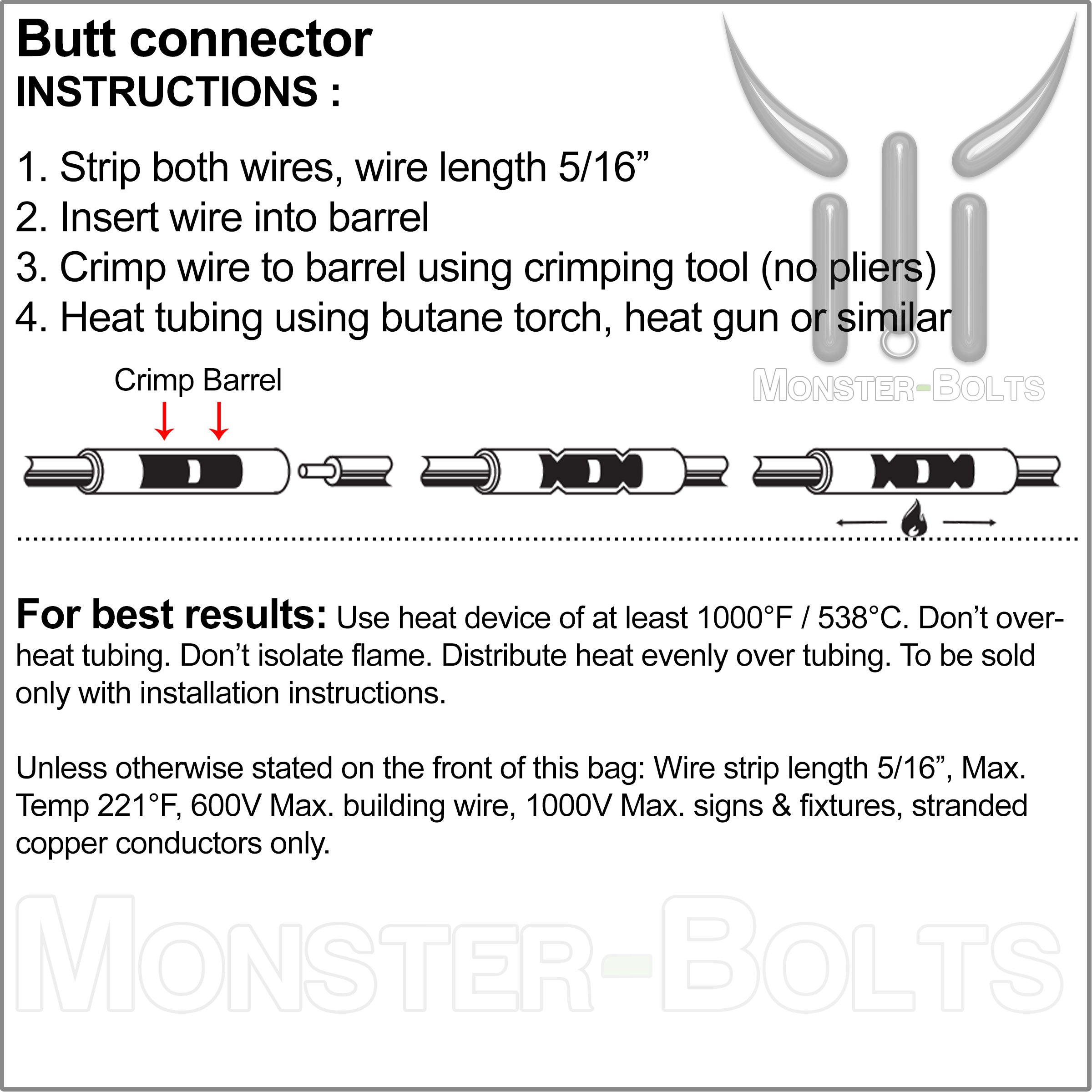 SES MultiLink Waterproof Crimp and Solder Butt Connectors, Blue 14-16 AWG - Lead Free - Monster Bolts