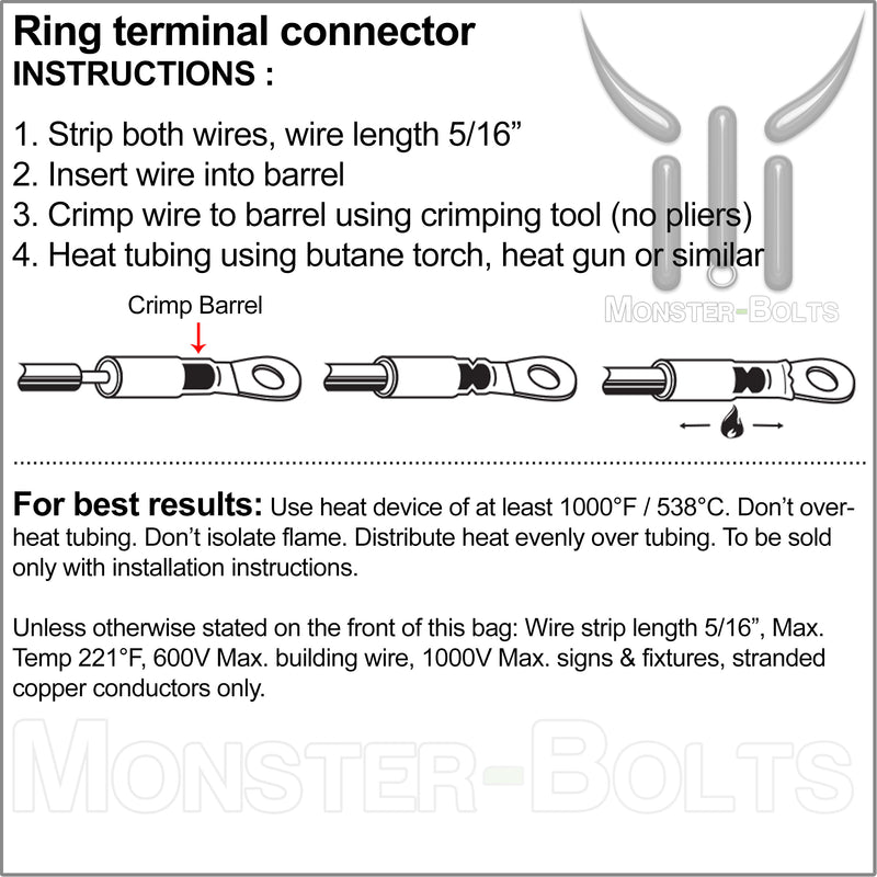 SES Krimpa-Seal Waterproof Crimp Long Neck Ring Terminals, Red 18-22 AWG - Monster Bolts