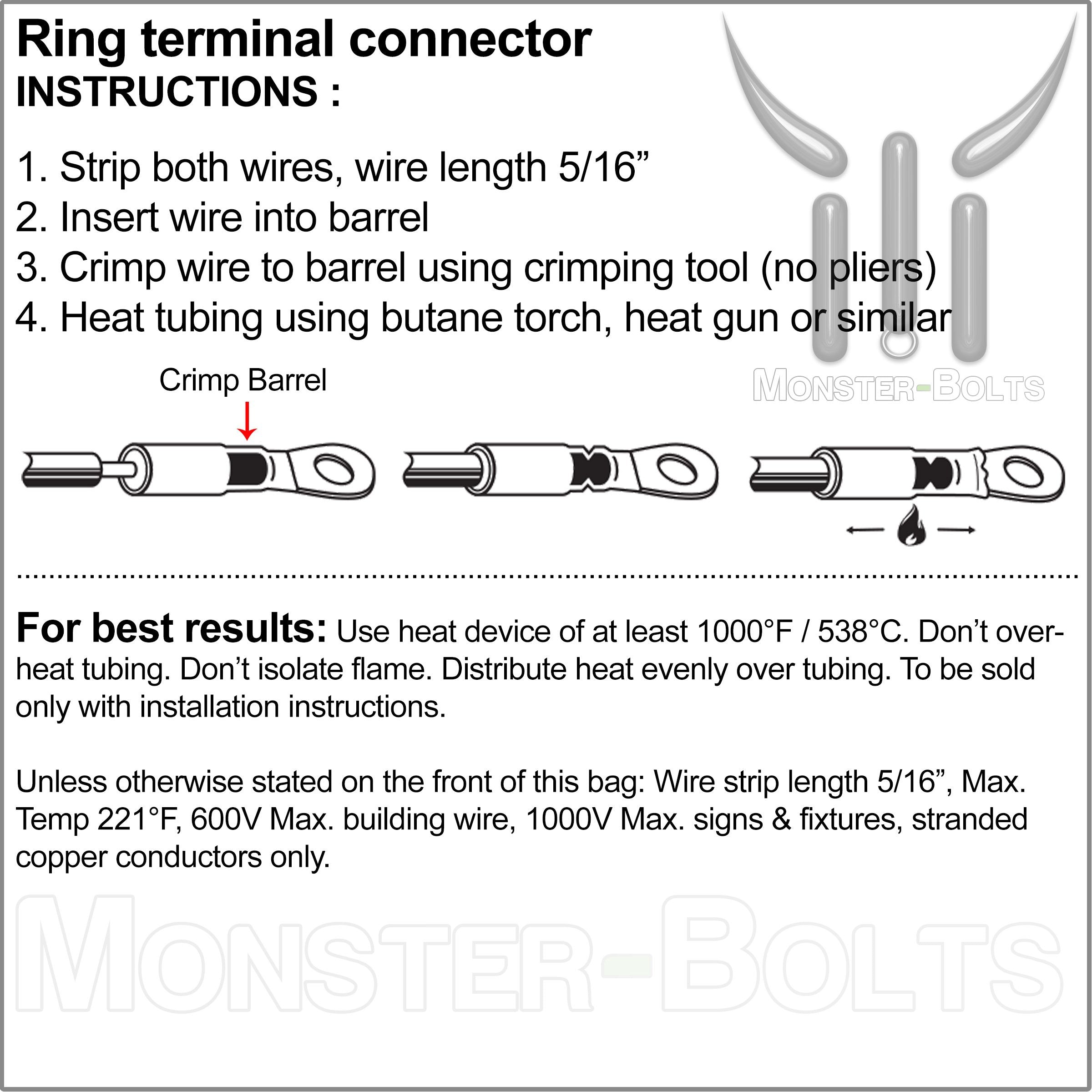 SES Krimpa-Seal Waterproof Crimp Long Neck Ring Terminals, Yellow 10-12 AWG - Monster Bolts