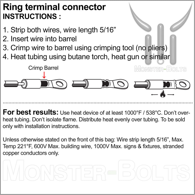 SES Krimpa-Seal Waterproof Crimp Long Neck Ring Terminals, Blue 14-16 AWG - Monster Bolts