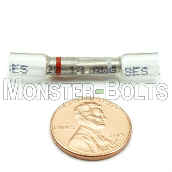 SES OptiSeal Waterproof Crimp Step Down Butt Connectors, White/Red, 22-24 to 22-18 AWG - Monster Bolts