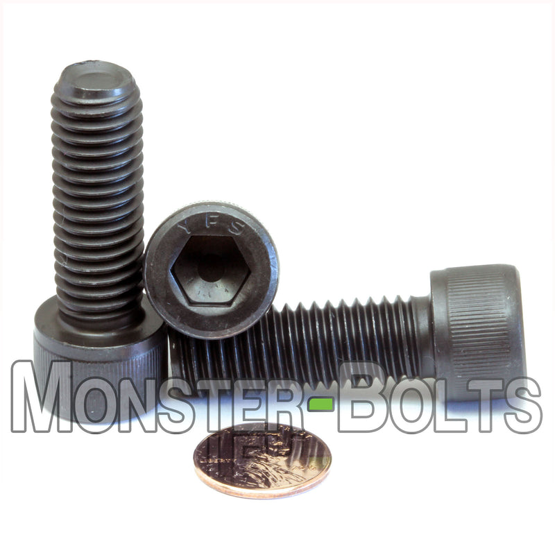 1/2"-13 x 1-1/2" Socket Head Cap screw, alloy steel with black oxide finish. Shown with US penny for screw size.
