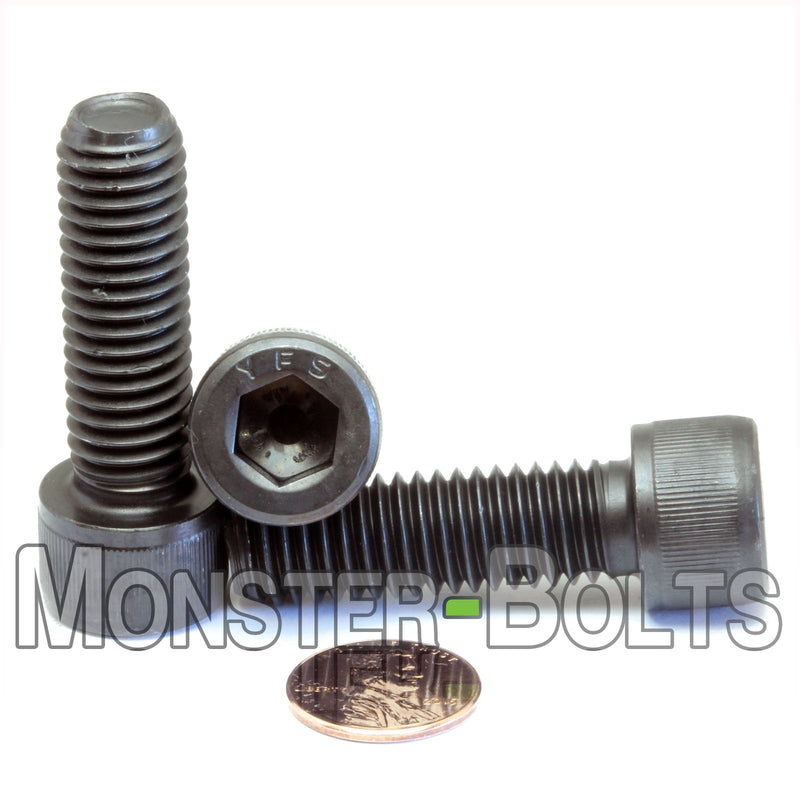 1/2"-13 x 1-5/8" Socket Head Cap screw, alloy steel with black oxide finish. Shown with US penny for screw size.