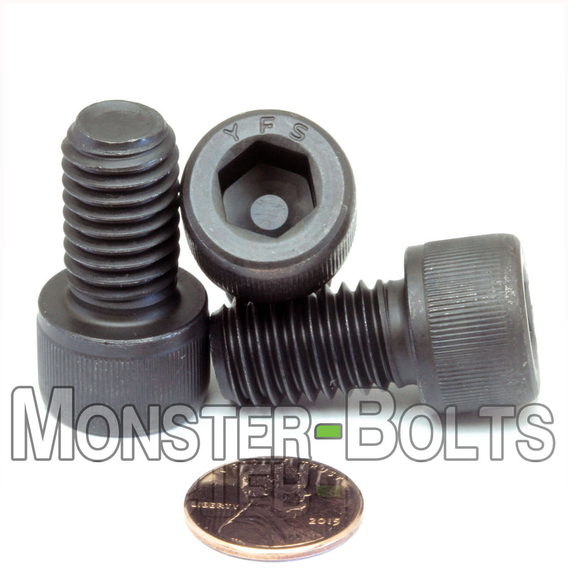 1/2"-13 x 7/8" Socket Cap screw, alloy steel with black oxide finish. Shown with US penny for screw size.