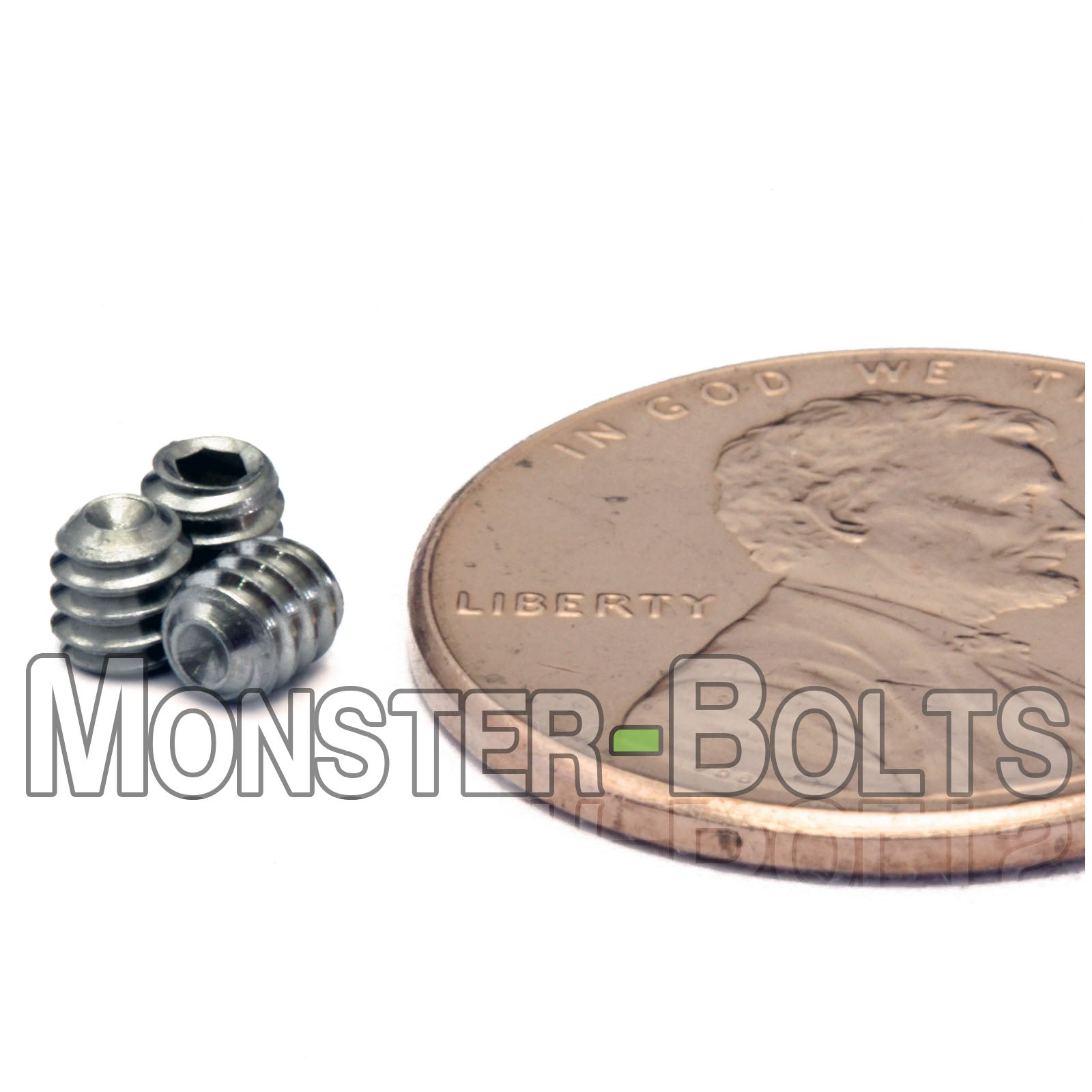 Stainless Steel #4-40 x 1/8" Allen key set screws with cup point.