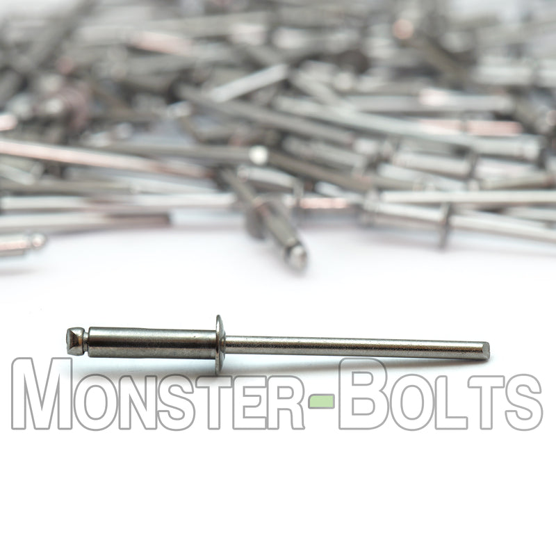 1/8" Blind Rivet w/ Dome Head - Stainless Steel Head and Mandrel
