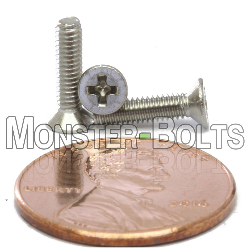 Stainless Steel metric M2.5 x 10mm Phillips Flat Head machine screws.