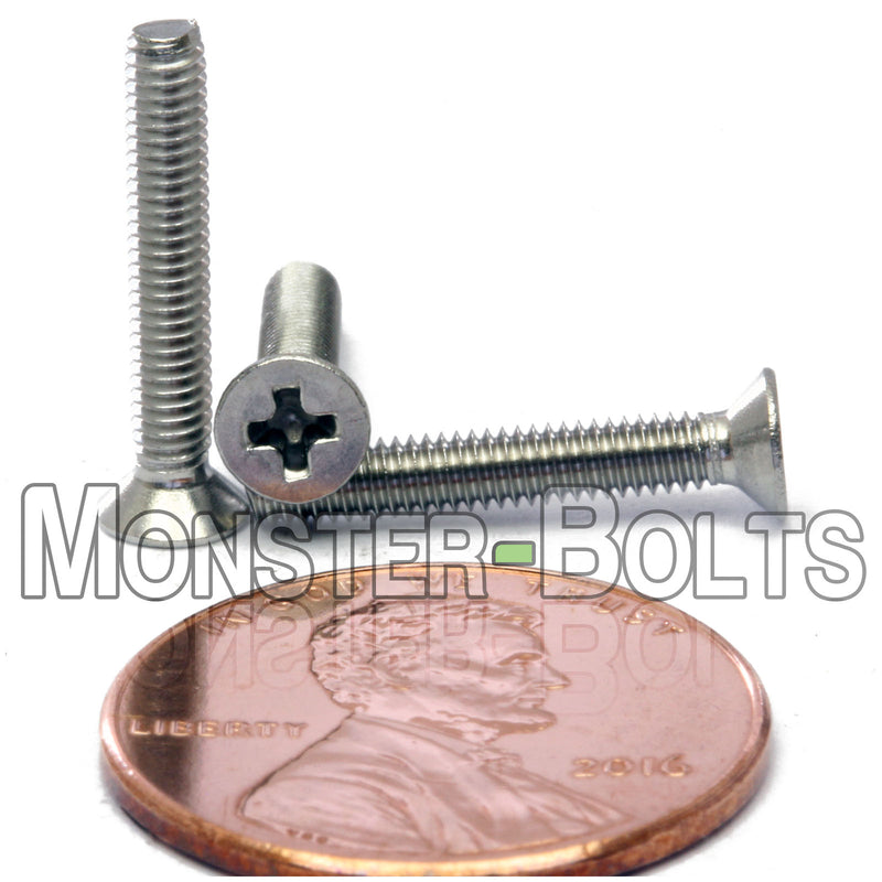 Stainless Steel countersunk M2.5 x 16mm Phillips Flat Head machine screws.