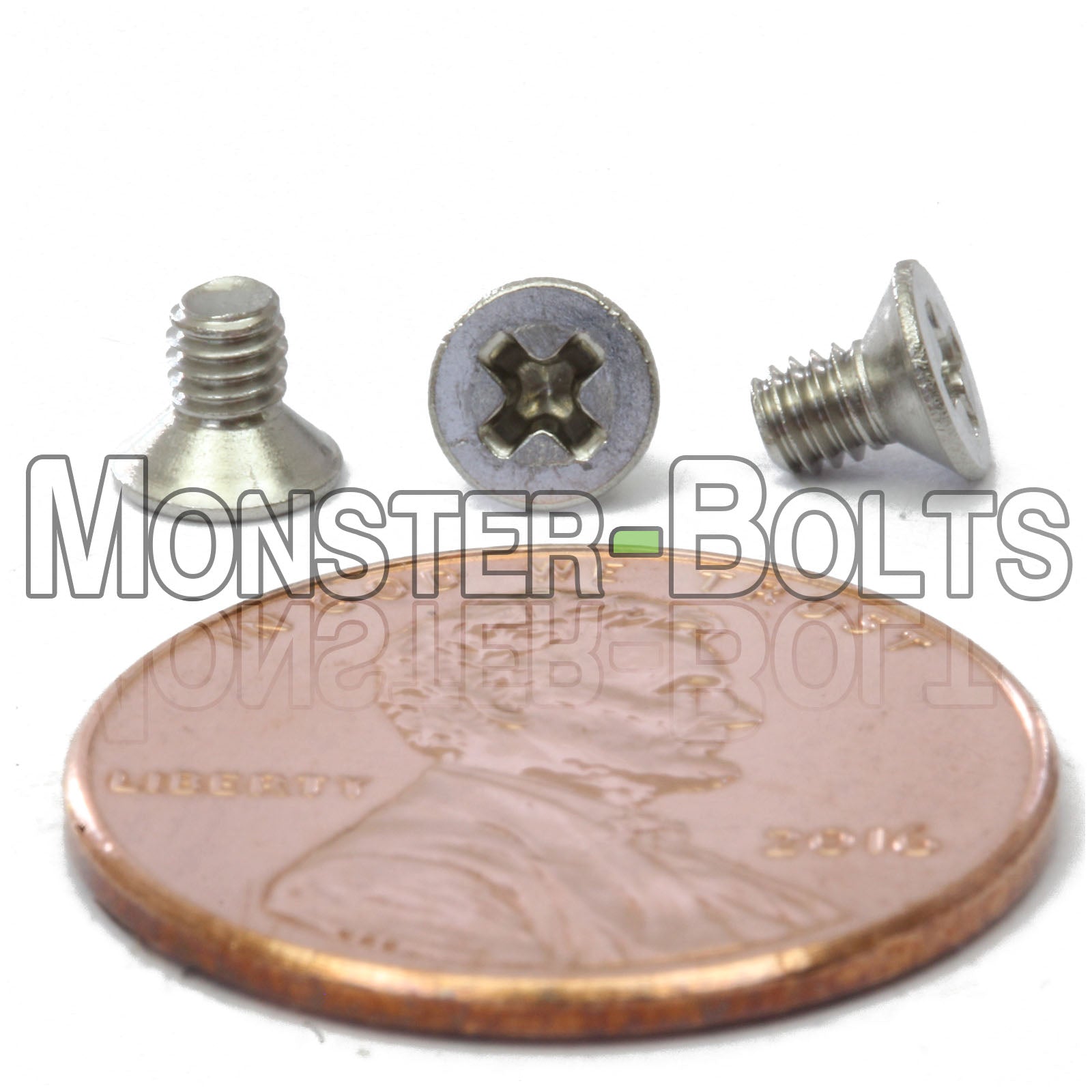 Stainless Steel M2.5 x 4mm Phillips Flat Head machine screws.