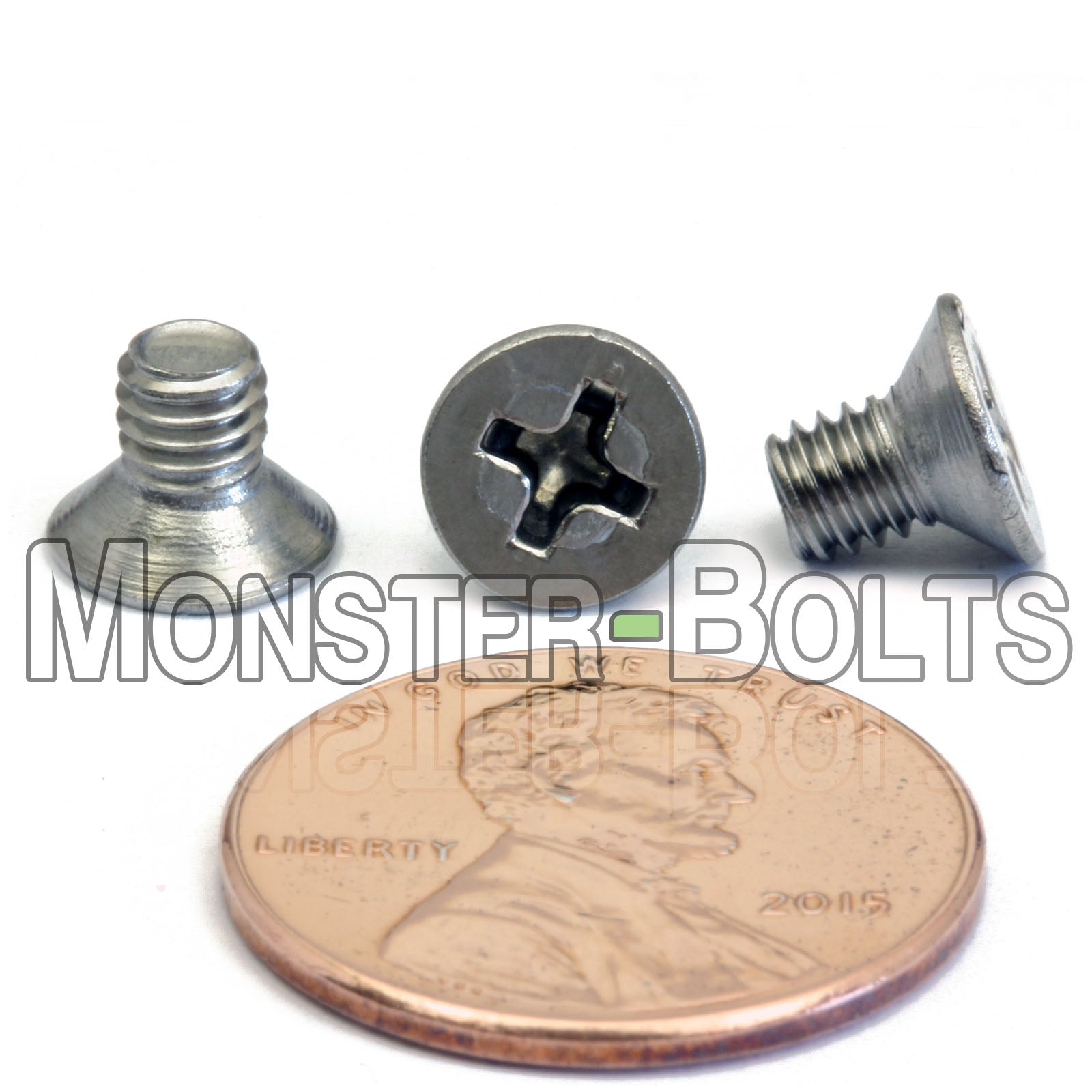 Stainless Steel M4 x 6mm Phillips Flat Head machine screws.