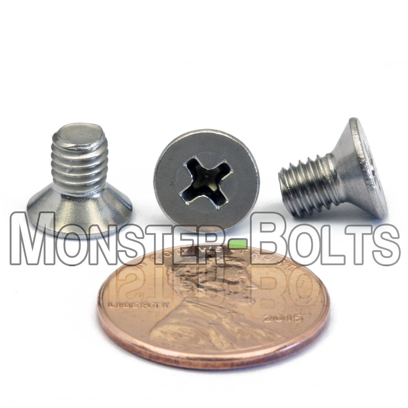 Stainless Steel metric M5 x 8mm Phillips Flat Head screws.