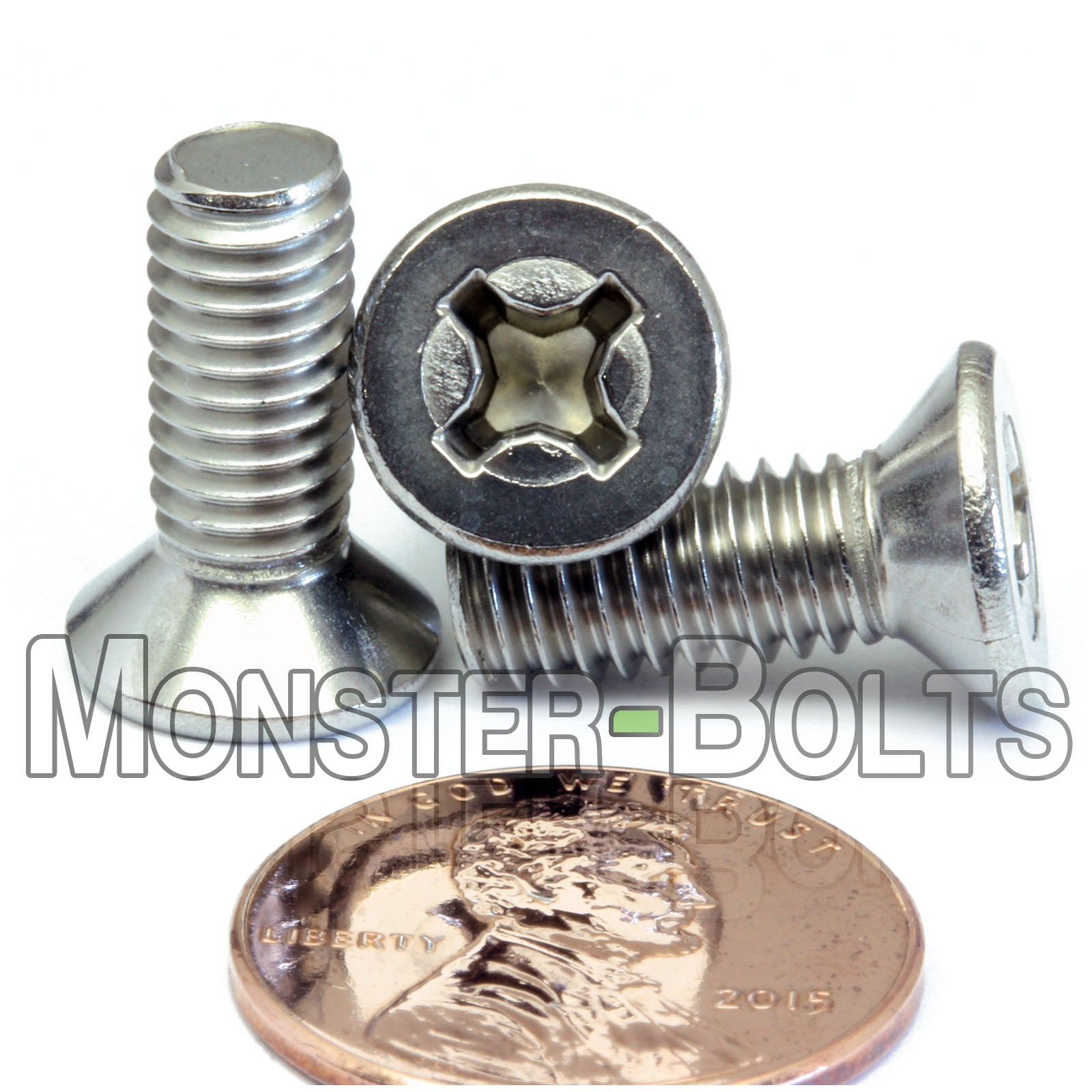 Stainless Steel M6 x 16mm Phillips Flat Head machine screws.