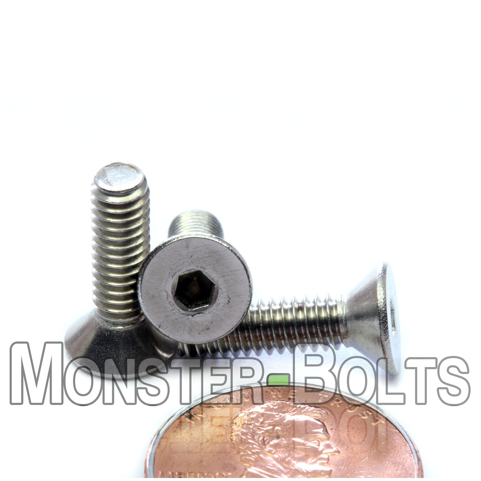 Stainless Steel #8-32 x 5/8" flat head socket screws.