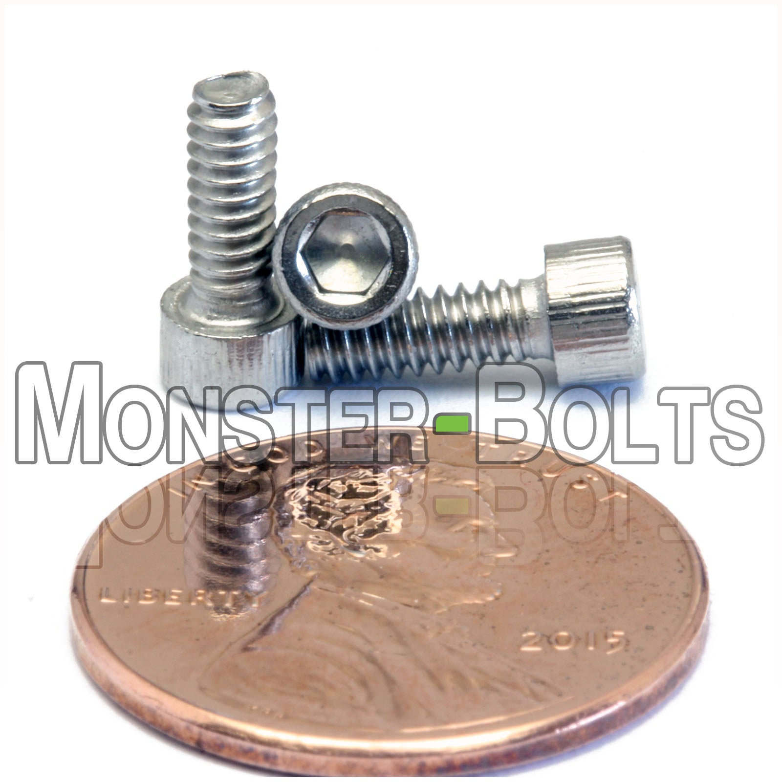 Stainless Steel #4-40 x 5/16" socket Head screws, with US penny for size.