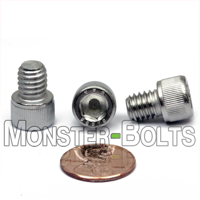 Stainless Steel 5/16-18 x 3/8" socket Head screws, with US penny for size.