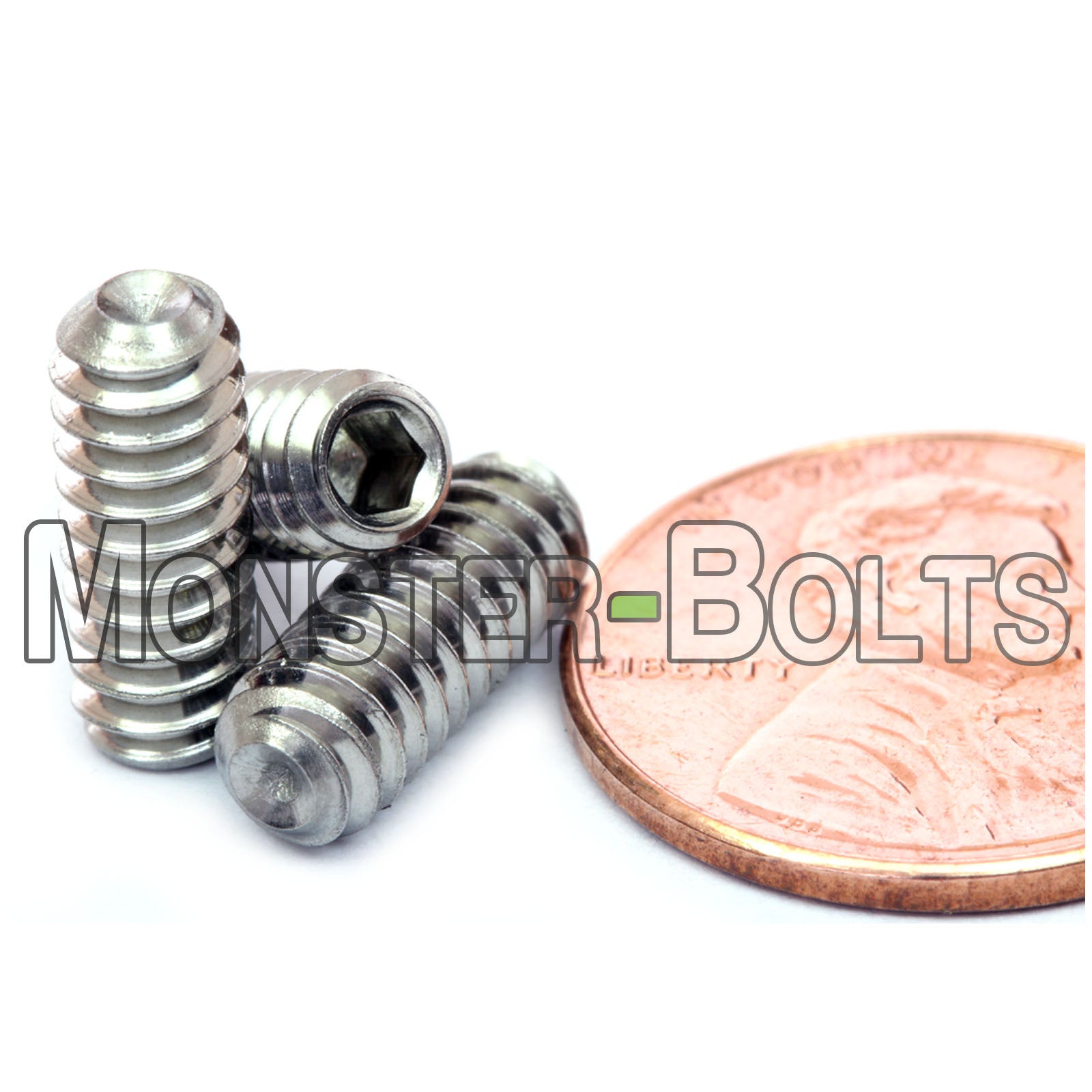 Stainless Steel #10-24 x 1/2" Allen key set screws with cup point.