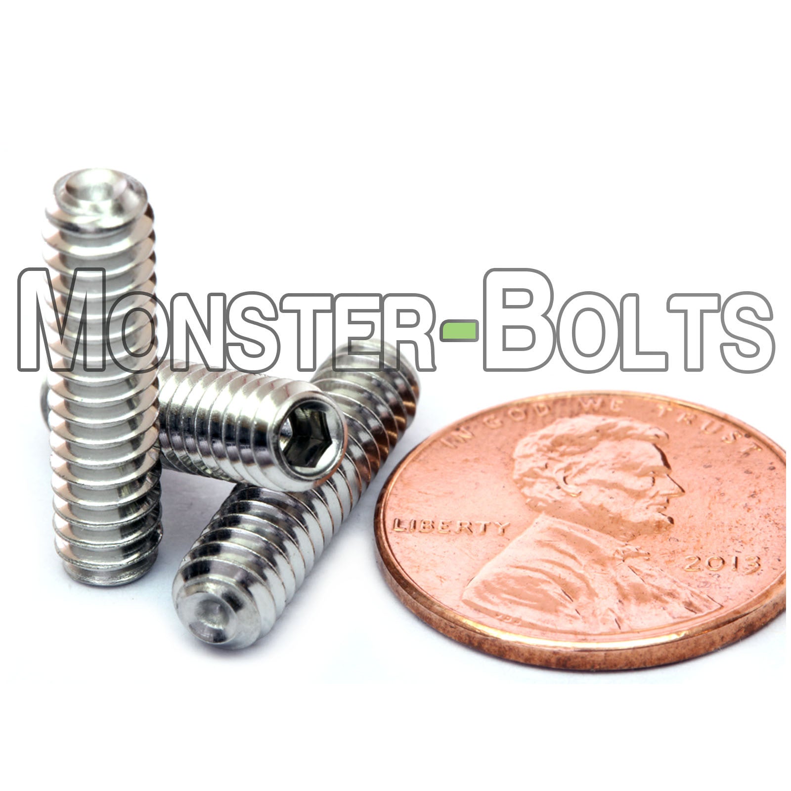 Stainless Steel #10-24 x 3/4" Allen key set screws with cup point.