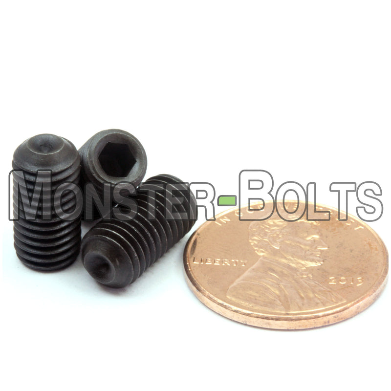 Black 1/4-28 x 1/2" Allen key Cup Point set screws