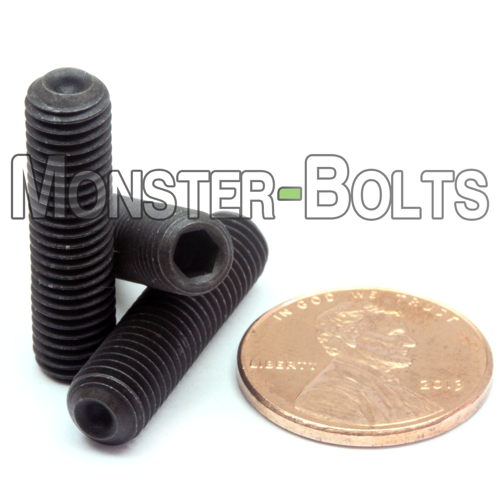 Black 1/4-28 x 1" Allen key Cup Point set screws