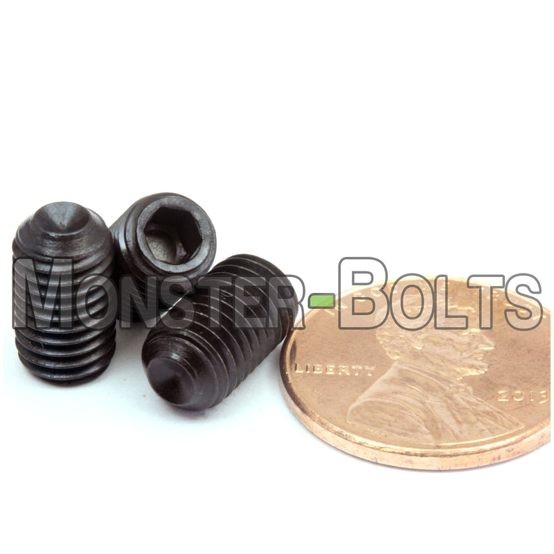 Black 1/4-28 x 7/16" Cup point socket set screws