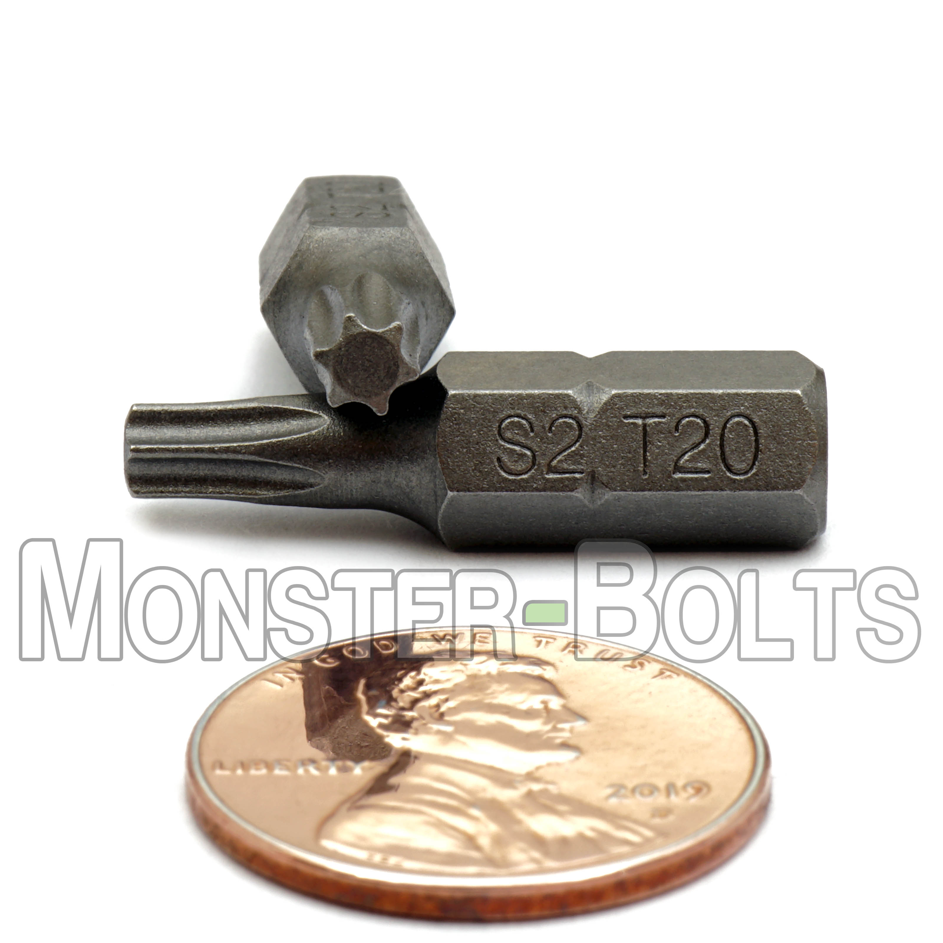 1-Inch Star (Torx) Hex Shank Screwdriver / Drill Bits, S2 Steel 1/4" - Monster Bolts