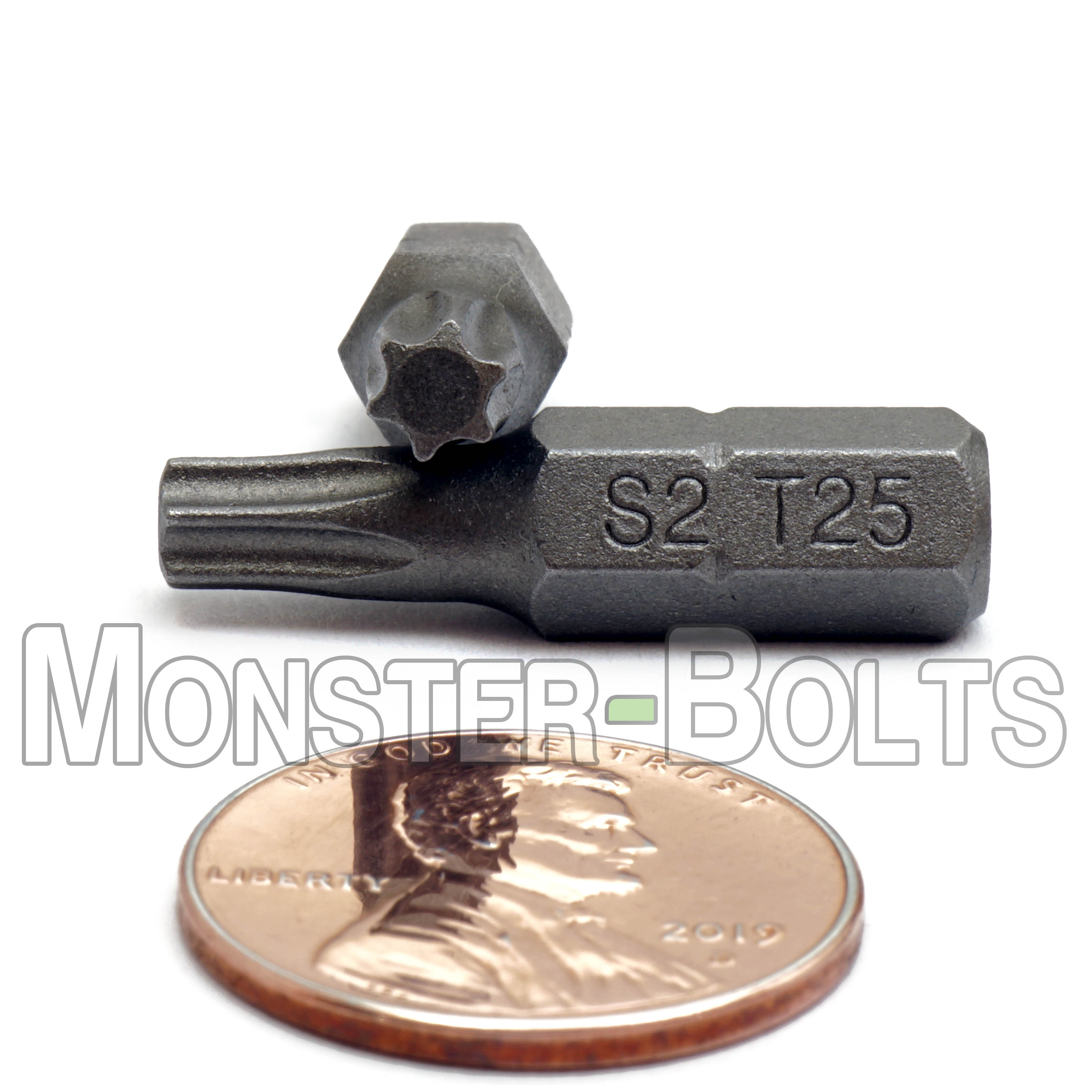 1-Inch Star (Torx) Hex Shank Screwdriver / Drill Bits, S2 Steel 1/4" - Monster Bolts