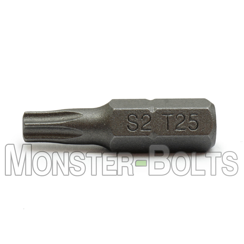 1-Inch Star (Torx) Hex Shank Screwdriver / Drill Bits, S2 Steel 1/4" - Monster Bolts