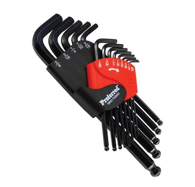 Long Arm Hex Allen Key Set, 13 Piece SAE Inch Set