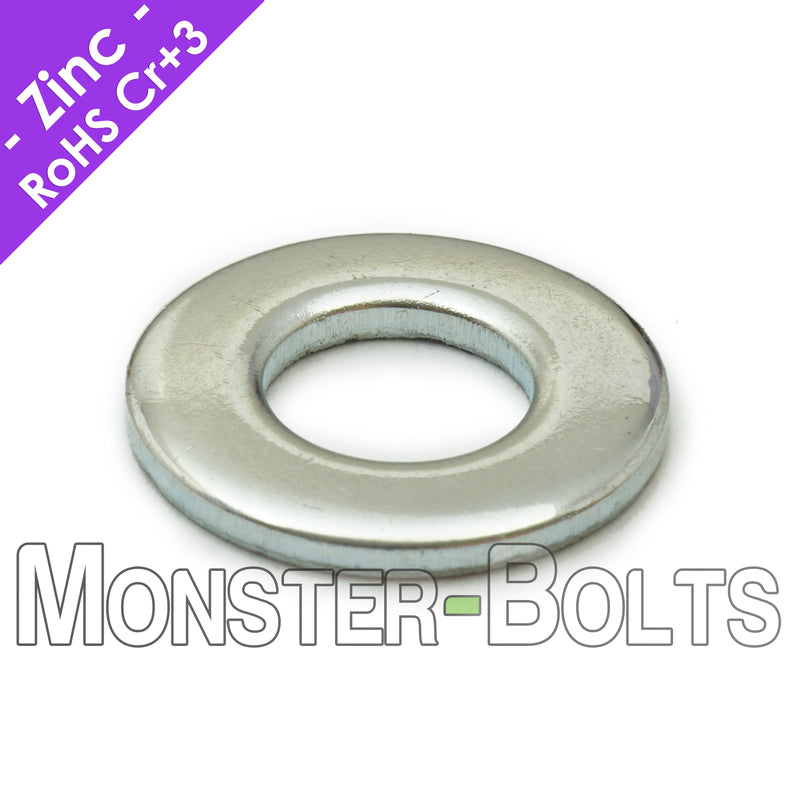 US / Inch - SAE Flat Washers, Cr+3 Zinc Plated Steel - Monster Bolts