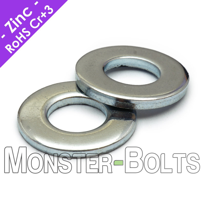 US / Inch - SAE Flat Washers, Cr+3 Zinc Plated Steel - Monster Bolts
