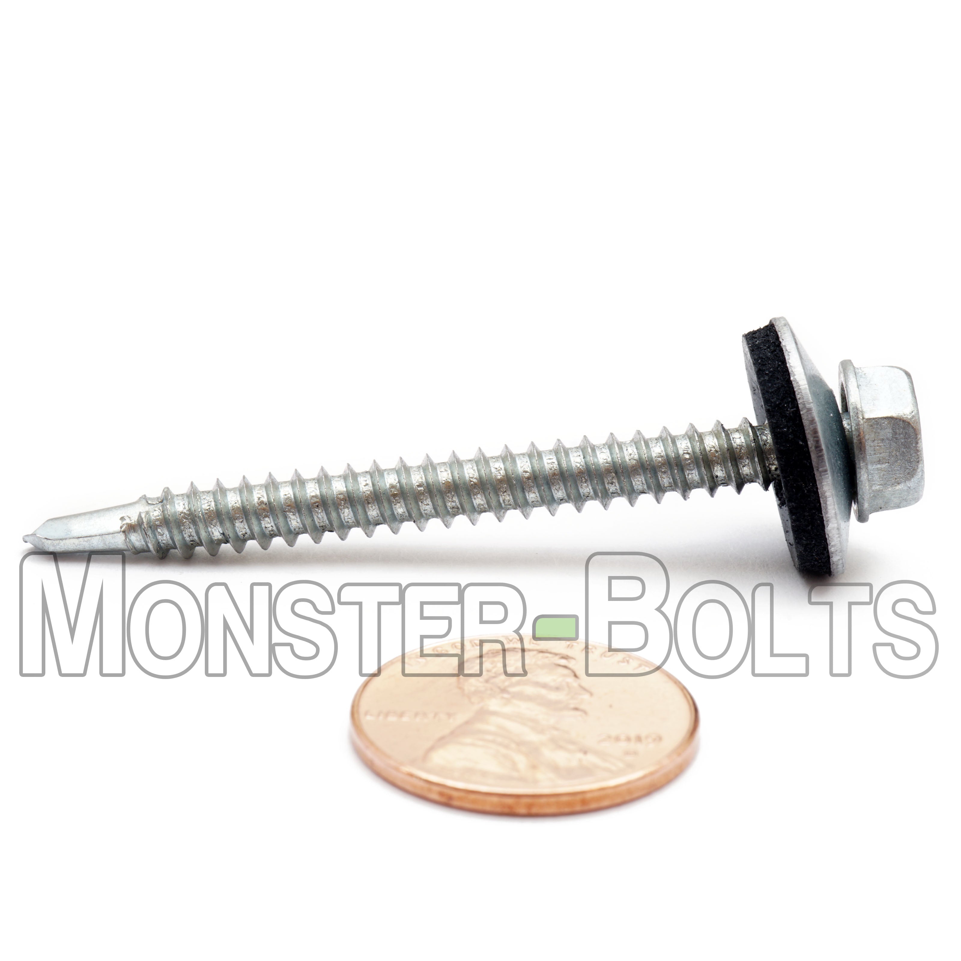 #10 Zinc HWH w/ EPDM Sealing Washer, Self-Drilling TEK Roofing Screws