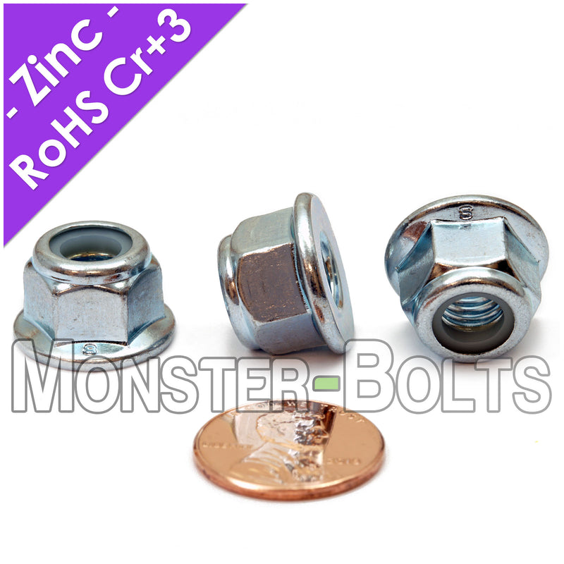 Prevailing Torque Nylon Insert Hex Flange Lock Nuts - DIN 6926 Zinc Plated Alloy Steel, Class 8 Cr+3 RoHS - Monster Bolts
