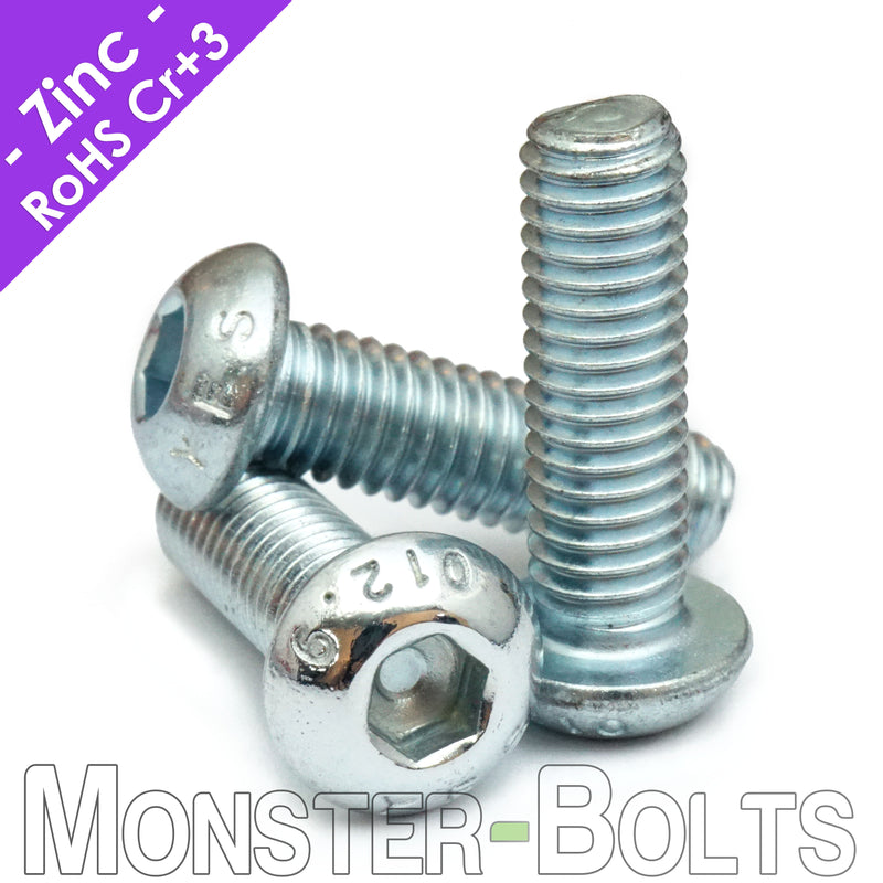 M6 Button Head Socket Cap screws, Zinc Plated 12.9 Alloy Steel - Monster Bolts